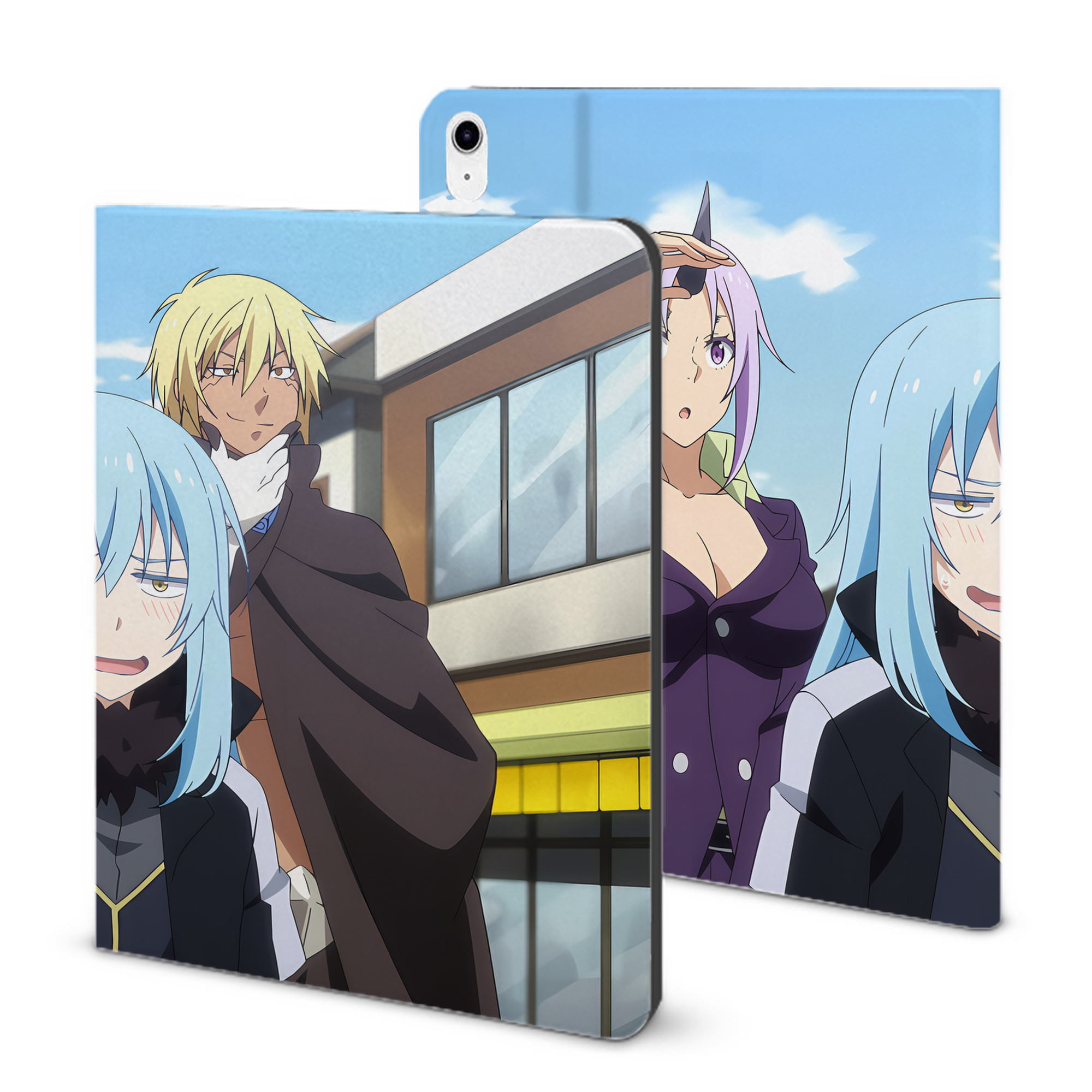（画像用） 転スラ Regarding Reincarnated to Slime IPad ケース ブック型 PUレザー TPU 耐衝撃 軽量 薄型 ペン収納なし 全面保護 IPad 各モデル対応